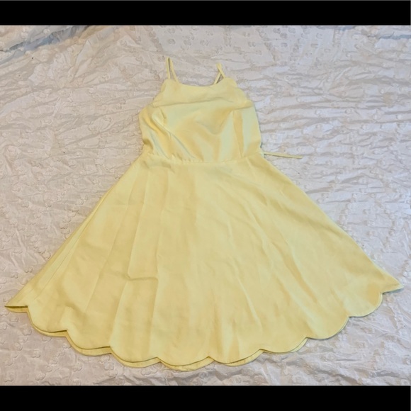 Lulus Dresses & Skirts - Lulu’s Yellow Scalloped Skater Dress
